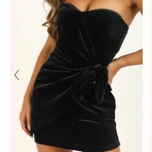 SHOWPO Black Velvet Wrap Dress!